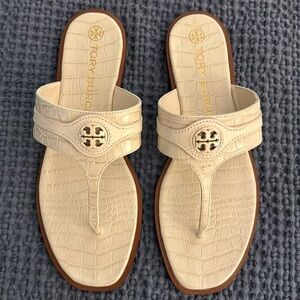 Tory Burch Carson Crocodile embossed leather sandals